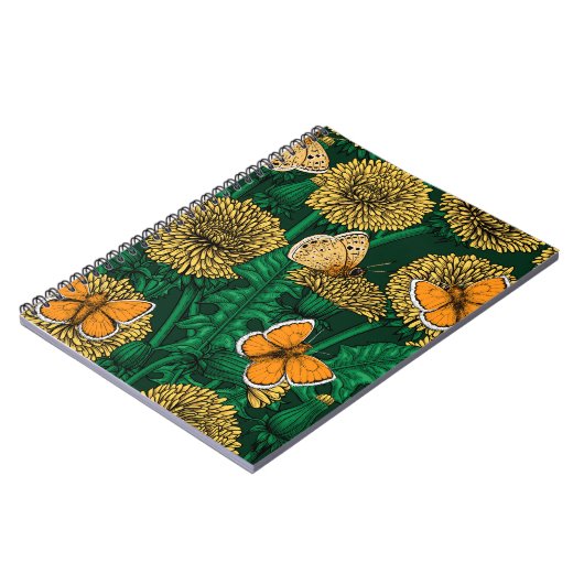 Dandelion-weide op donkergroen notitieboek (Linkerzijde)