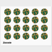 Dandelion-weide op donkergroen ronde sticker (Vel)