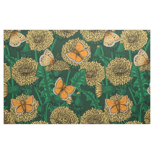 Dandelion-weide op donkergroen stof (Fat Quarter)