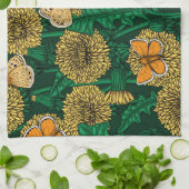 Dandelion-weide op donkergroen theedoek (Gevouwen)