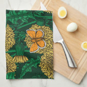 Dandelion-weide op donkergroen theedoek (Quarter Fold)