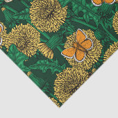 Dandelion-weide op donkergroen tissuepapier (Detail)