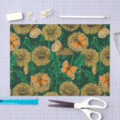 Dandelion-weide op donkergroen tissuepapier (Craft)