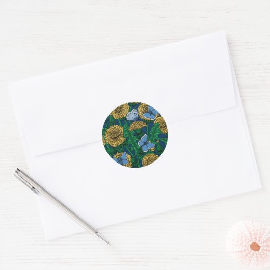 Dandelion-weide Ronde Sticker (Envelop)