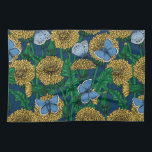 Dandelion-weide Theedoek<br><div class="desc">Vector naadloos patroon met andelions en gewone blauwe vlinders.</div>