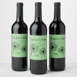 Dandelion wenst ontwerpwaslabel wijn etiket