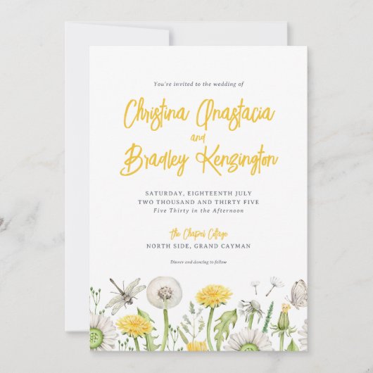 Dandelion Wildflower Garden Uitnodiging voor een b (Voorkant)