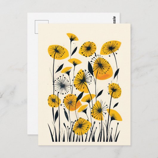 Dandelion wildflower veld briefkaart (Voorkant / Achterkant)