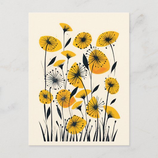 Dandelion wildflower veld briefkaart (Voorkant)