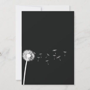 Dandelion Wish Black and White Wedding Invitation Kaart