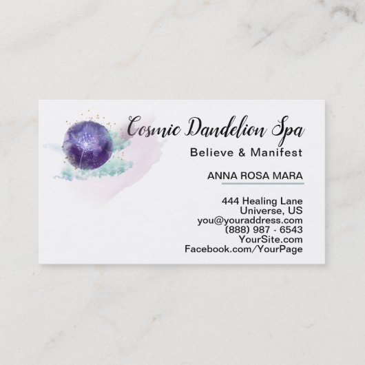 *~* Dandelion Wish Cosmo Stars Universe Sky Visitekaartje (Achterkant)