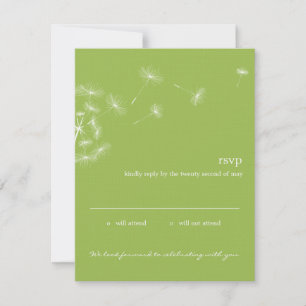 Dandelion Wish Huwelijks RSVP Kaart (Lime)