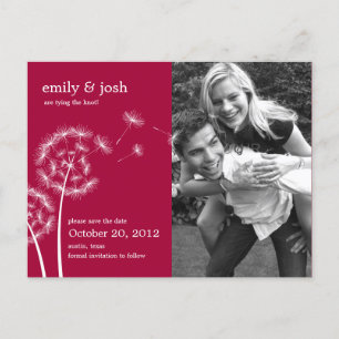 Dandelion Wish Photo Save the Date (Framboe) Aankondigingskaart