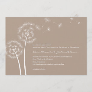 Dandelion Wish Wedding Invitations (latte) Kaart