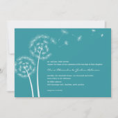 Dandelion Wish Wedding Invitations (Turquoise) Kaart (Voorkant)