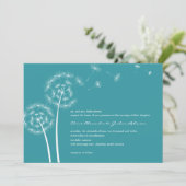 Dandelion Wish Wedding Invitations (Turquoise) Kaart (Staand voorkant)