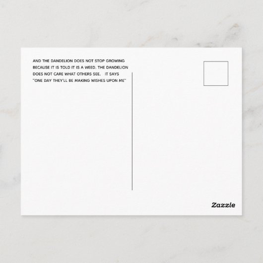 Dandelion Wishes Design Briefkaart (Achterkant)