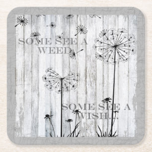 Dandelion Wishes Dreamweaver Gray Quote Kartonnen Onderzetters