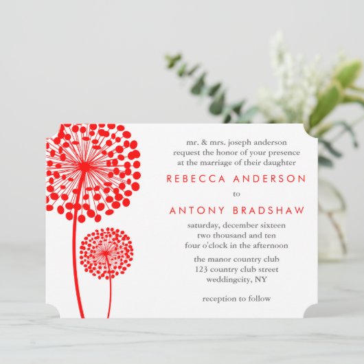 Dandelion Wishes Wedding Kaart (Staand voorkant)