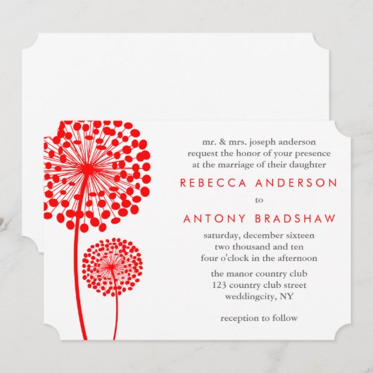 Dandelion Wishes Wedding Kaart (Voorkant / Achterkant)