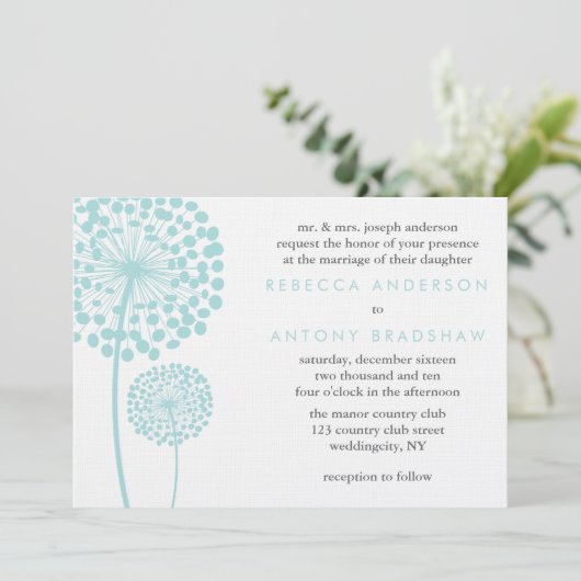 Dandelion Wishes Wedding Kaart (Staand voorkant)