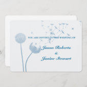 Dandelion Wishes Wedding on Soft Blauwgroen Kaart (Voorkant / Achterkant)