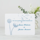 Dandelion Wishes Wedding on Soft Blauwgroen Kaart (Staand voorkant)