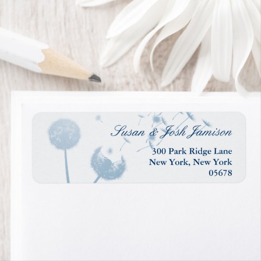 Dandelion Wishes Wedding on Soft Blauwgroen, Label (Insitu)