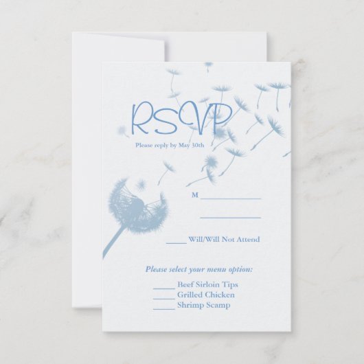 Dandelion Wwant Wedding on Soft Blauwgroen, RVSP-k (Voorkant)