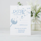 Dandelion Wwant Wedding on Soft Blauwgroen, RVSP-k (Staand voorkant)