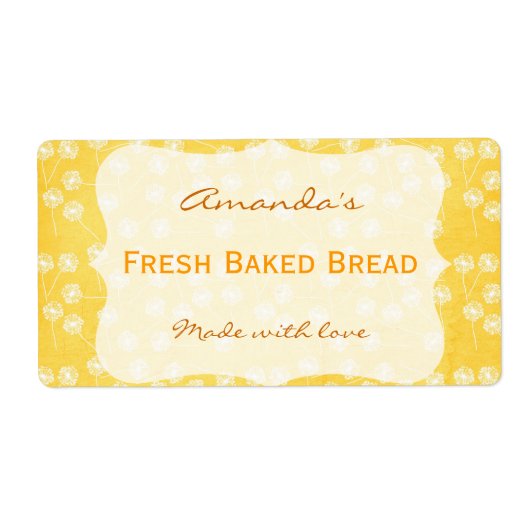 Dandelion Yellow Personalized Canning Label (Voorkant)