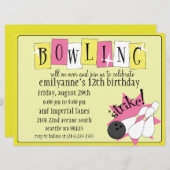 Dandelion Yellow Total Retro Bowling Birthday Pa Kaart (Voorkant / Achterkant)