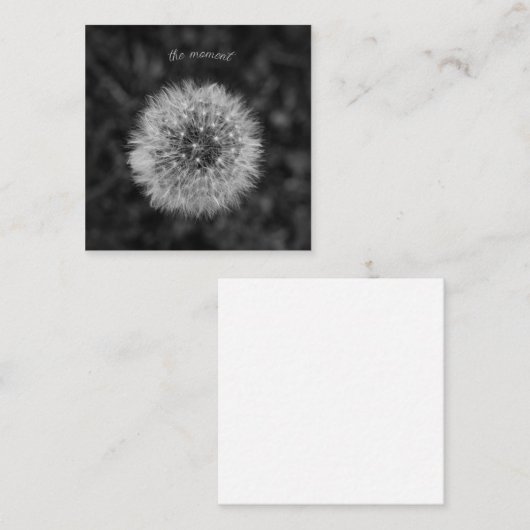 Dandelion zaadkop. Wees op het moment Cadeau. Informatiekaartje (Voorkant / Achterkant)