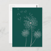 Dandelion zuivere moderne bloemkunst briefkaart (Voorkant / Achterkant)