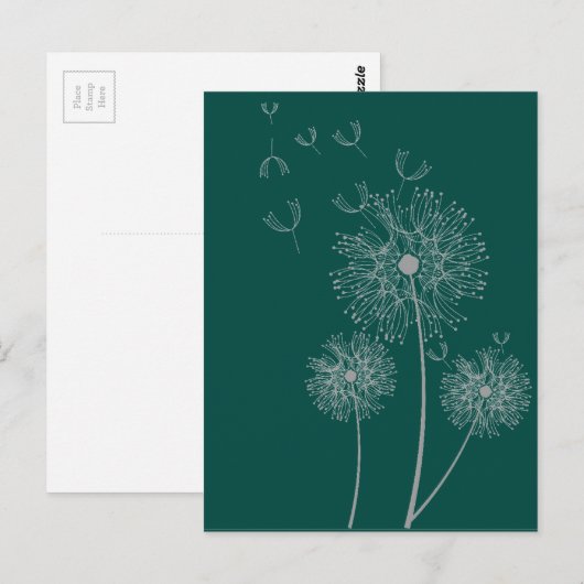 Dandelion zuivere moderne bloemkunst briefkaart (Voorkant / Achterkant)