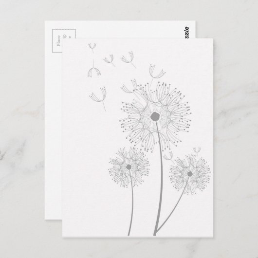 Dandelion zuivere moderne bloemkunst briefkaart (Voorkant / Achterkant)