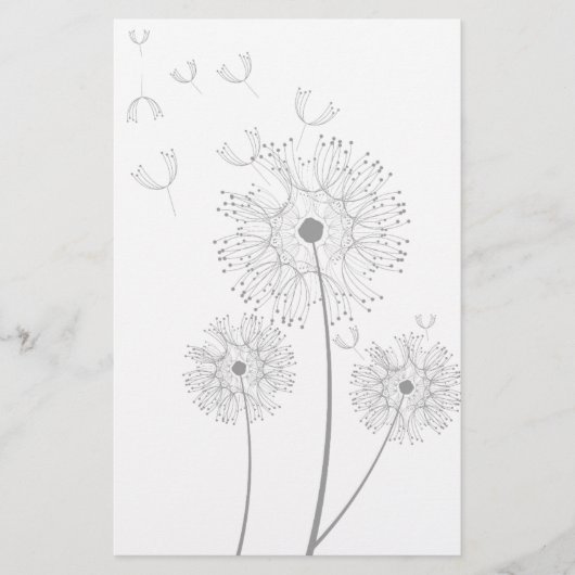 Dandelion zuivere moderne bloemkunst briefpapier (Voorkant)