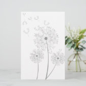 Dandelion zuivere moderne bloemkunst briefpapier (Staand voorkant)