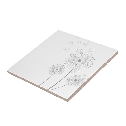 Dandelion zuivere moderne bloemkunst tegeltje (Zijkant)