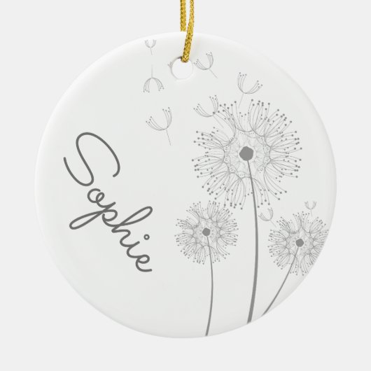 Dandelion zuivere moderne bloemnaam keramisch ornament (Voorkant)