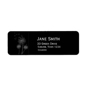 Dandelion zwart-wit, stijlvol etiket