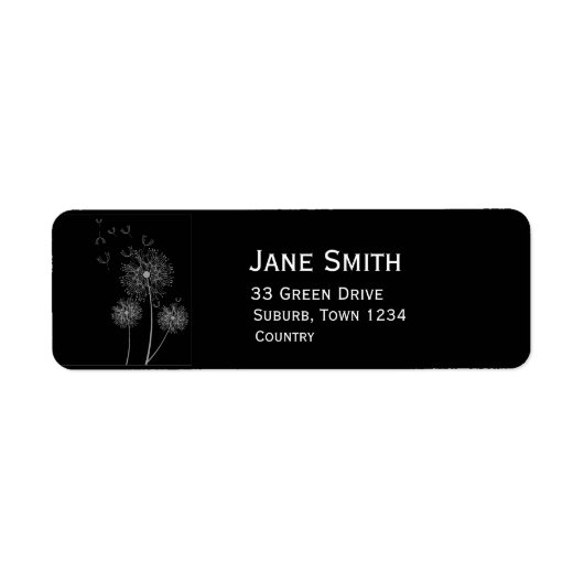 Dandelion zwart-wit, stijlvol etiket (Voorkant)