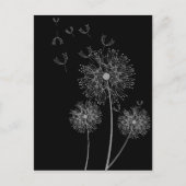 Dandelion zwarte en witte moderne bloemen briefkaart (Voorkant)