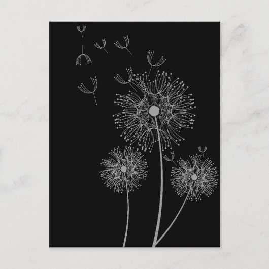 Dandelion zwarte en witte moderne bloemen briefkaart (Voorkant)