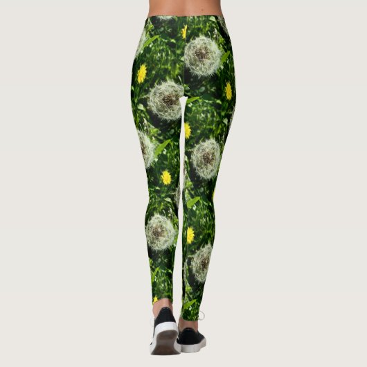 Dandelionbloem en zaadkoppatroon leggings (Achterkant)