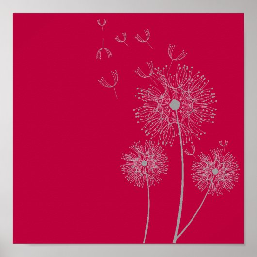 Dandelionbloem op roze kunst poster (Voorkant)