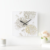 Dandelionen en libellen moderne vierkante klok (Huis)