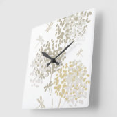 Dandelionen en libellen moderne vierkante klok (Hoek)