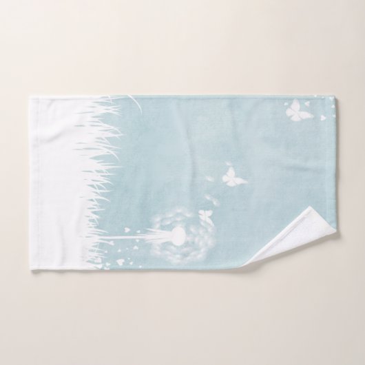 Dandelionen, vlinders en blauwe hemden bad handdoek (Handdoek)