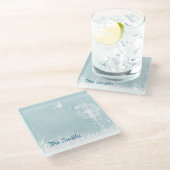 Dandelionen, vlinders en blauwe hemden glazen onderzetter (Schuin)